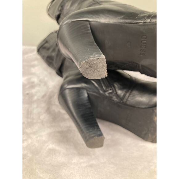 Guess Tall Black Fashion Boots with Buckle Soft Leather Heeled Boots Size 8 - Picture 9 of 13